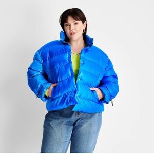 Future Collective Women's Blue Puffer Jacket